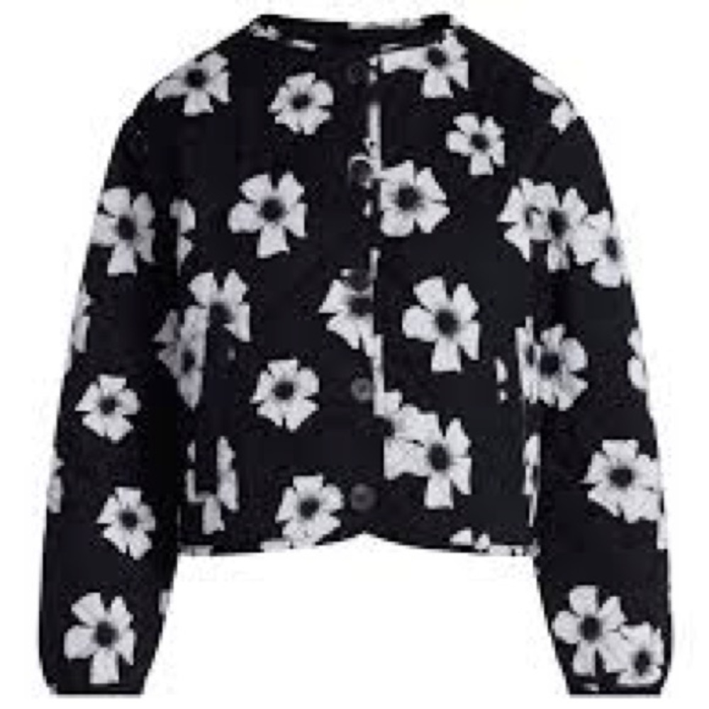 NWT Scoop Women's Cotton Floral Print Quilted Jacket, Lightweight, Large
